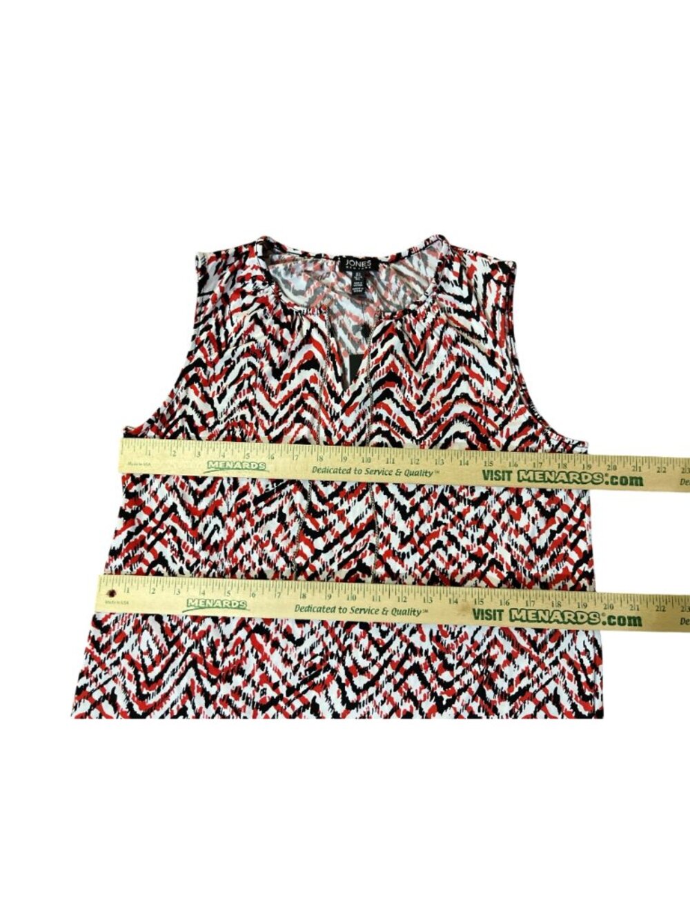 Jones New York Sleeveless Blouse L Red Black Abstract Chain Neck Used - Picture 9 of 14